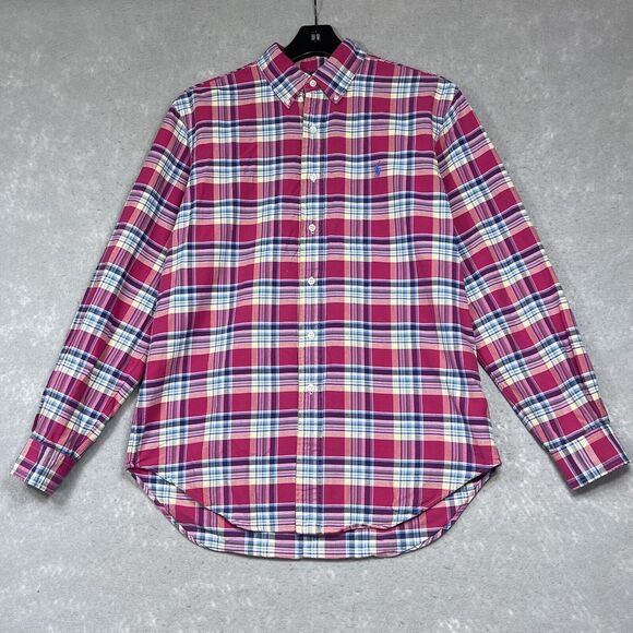Ralph Lauren Shirt Mens Medium Red Plaid Classic Fit Button Down Casual Shirt - Picture 1 of 13